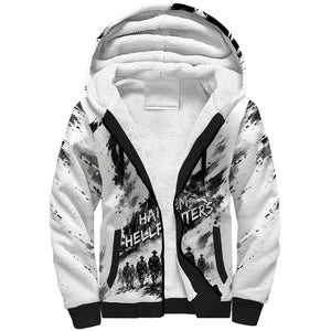 Personalized Harlem Hellfighters Sherpa Hoodie WWI African American Soldiers Monochrome Grunge Sketch Art