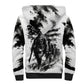 Personalized Harlem Hellfighters Sherpa Hoodie WWI African American Soldiers Monochrome Grunge Sketch Art