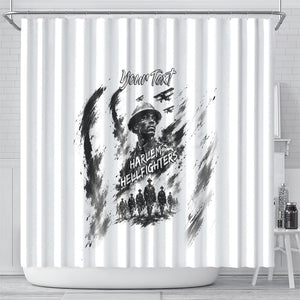 Personalized Harlem Hellfighters Shower Curtain WWI African American Soldiers Monochrome Grunge Sketch Art