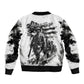 Personalized Harlem Hellfighters Sleeve Zip Bomber Jacket WWI African American Soldiers Monochrome Grunge Sketch Art