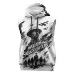 Personalized Harlem Hellfighters Sleeveless Hoodie WWI African American Soldiers Monochrome Grunge Sketch Art