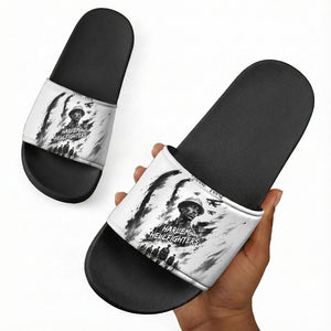 Personalized Harlem Hellfighters Slide Sandals WWI African American Soldiers Monochrome Grunge Sketch Art