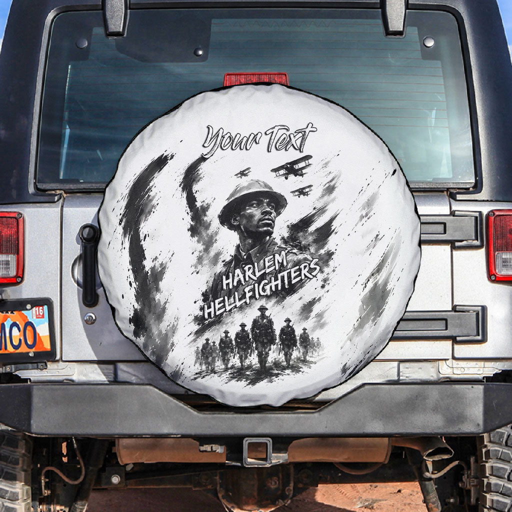 Personalized Harlem Hellfighters Spare Tire Cover WWI African American Soldiers Monochrome Grunge Sketch Art