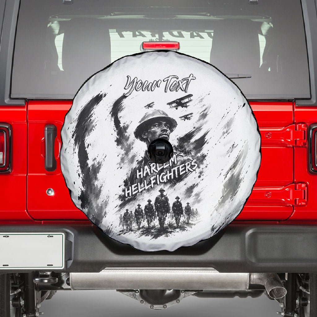 Personalized Harlem Hellfighters Spare Tire Cover WWI African American Soldiers Monochrome Grunge Sketch Art