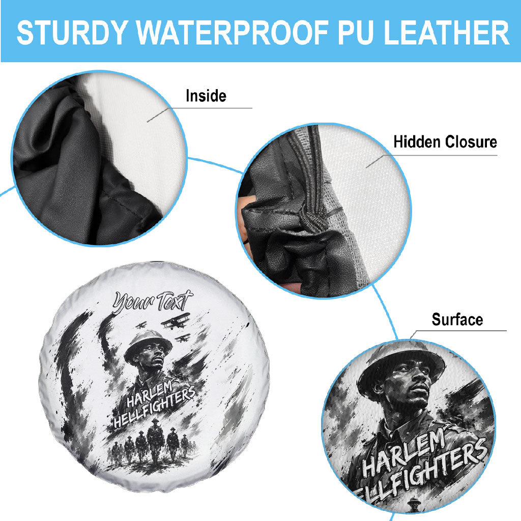 Personalized Harlem Hellfighters Spare Tire Cover WWI African American Soldiers Monochrome Grunge Sketch Art