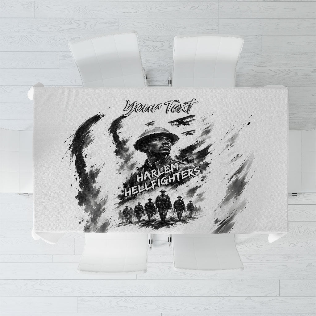 Personalized Harlem Hellfighters Tablecloth WWI African American Soldiers Monochrome Grunge Sketch Art