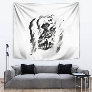 Personalized Harlem Hellfighters Tapestry WWI African American Soldiers Monochrome Grunge Sketch Art