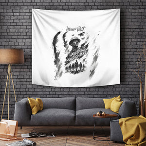 Personalized Harlem Hellfighters Tapestry WWI African American Soldiers Monochrome Grunge Sketch Art