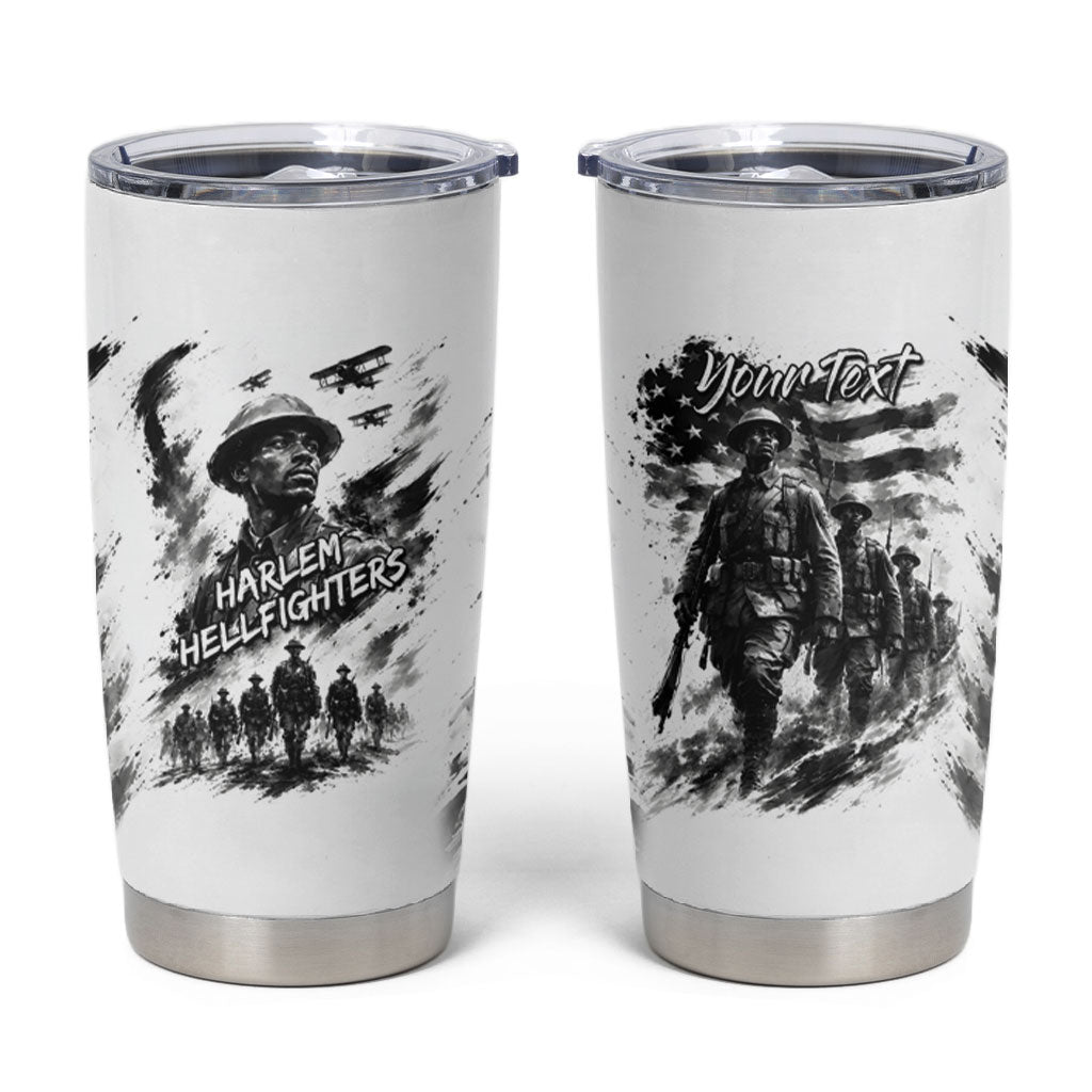 Personalized Harlem Hellfighters Tumbler Cup WWI African American Soldiers Monochrome Grunge Sketch Art