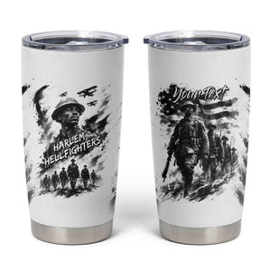 Personalized Harlem Hellfighters Tumbler Cup WWI African American Soldiers Monochrome Grunge Sketch Art