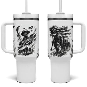 Personalized Harlem Hellfighters Tumbler With Handle WWI African American Soldiers Monochrome Grunge Sketch Art