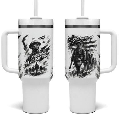 Personalized Harlem Hellfighters Tumbler With Handle WWI African American Soldiers Monochrome Grunge Sketch Art