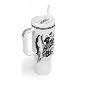 Personalized Harlem Hellfighters Tumbler With Handle WWI African American Soldiers Monochrome Grunge Sketch Art