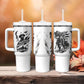Personalized Harlem Hellfighters Tumbler With Handle WWI African American Soldiers Monochrome Grunge Sketch Art