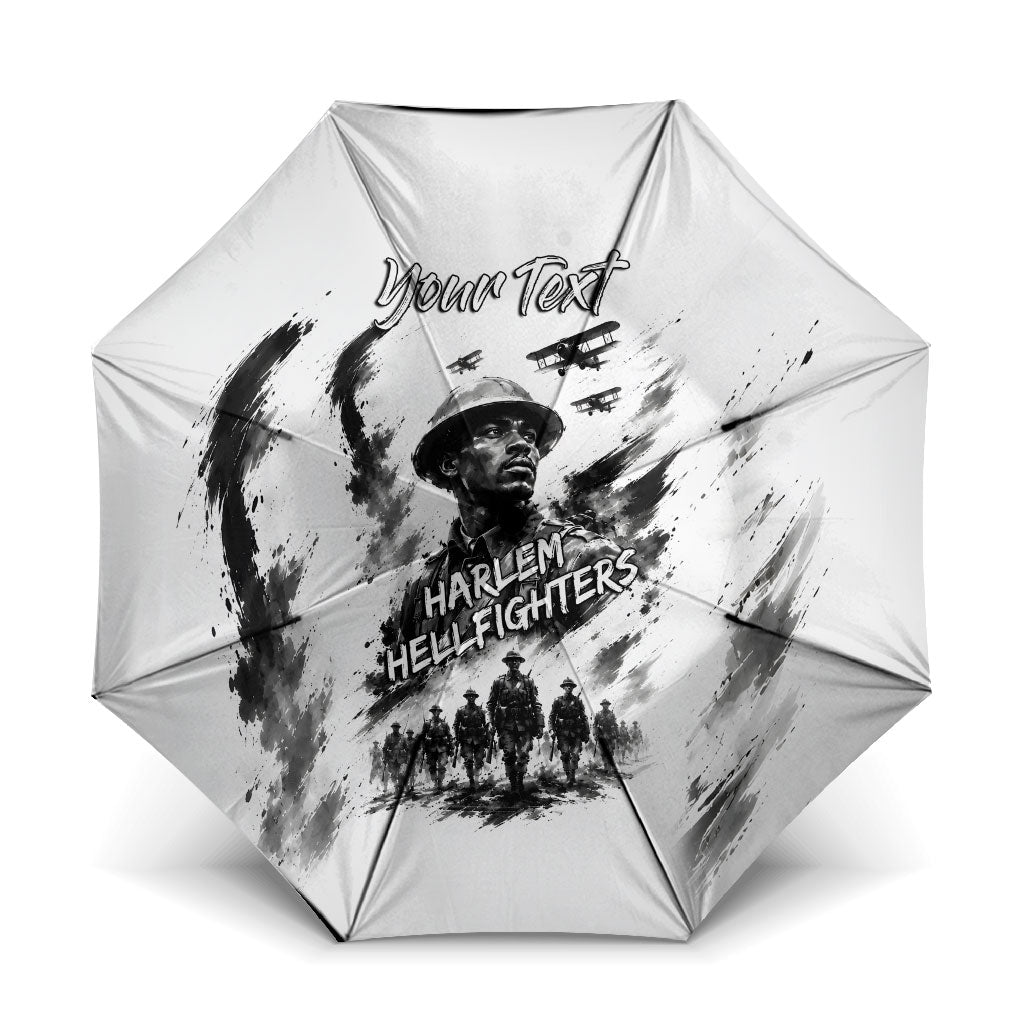 Personalized Harlem Hellfighters Umbrella WWI African American Soldiers Monochrome Grunge Sketch Art