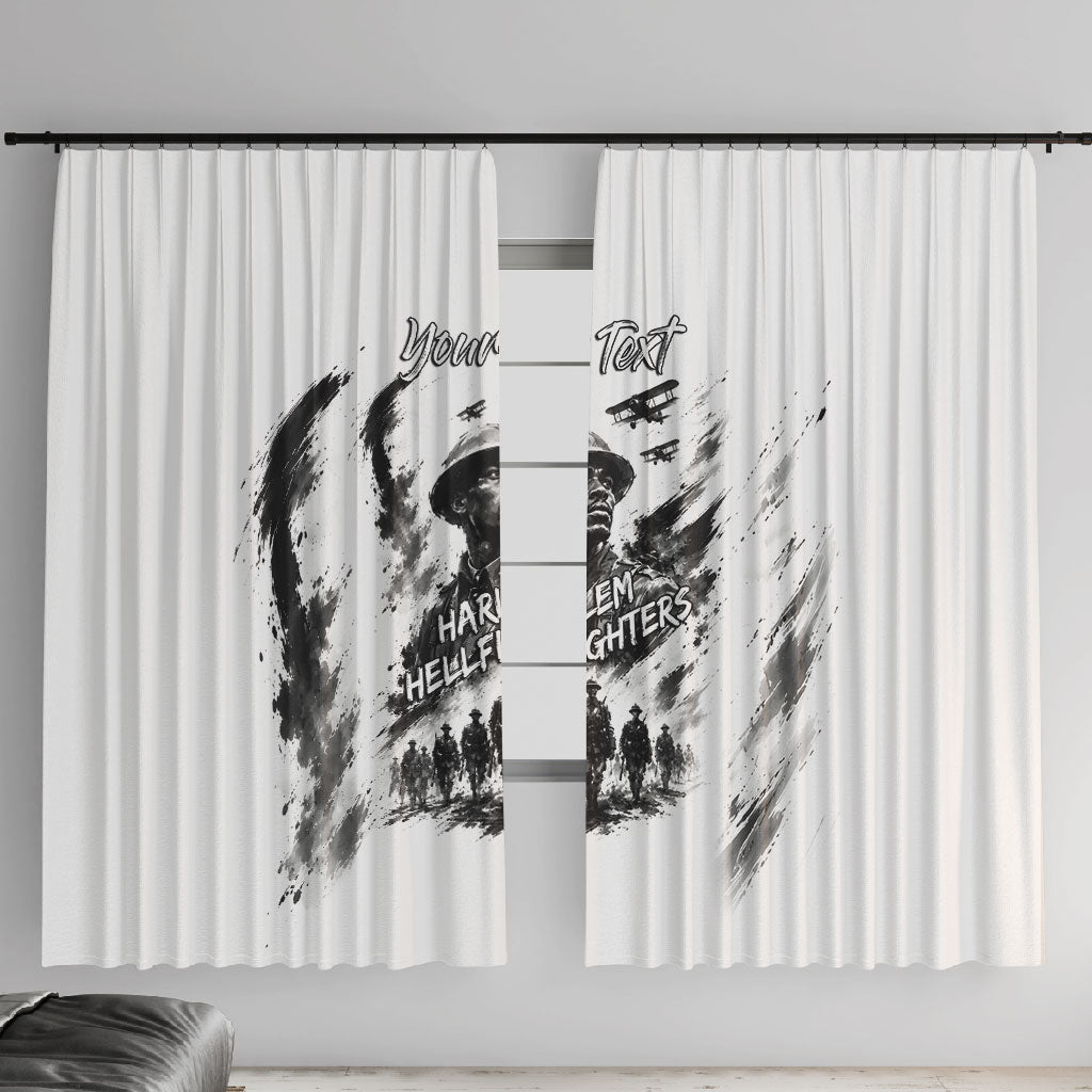 Personalized Harlem Hellfighters Window Curtain WWI African American Soldiers Monochrome Grunge Sketch Art