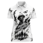 Personalized Harlem Hellfighters Women Polo Shirt WWI African American Soldiers Monochrome Grunge Sketch Art