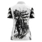 Personalized Harlem Hellfighters Women Polo Shirt WWI African American Soldiers Monochrome Grunge Sketch Art