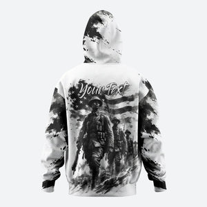 Personalized Harlem Hellfighters Zip Hoodie WWI African American Soldiers Monochrome Grunge Sketch Art