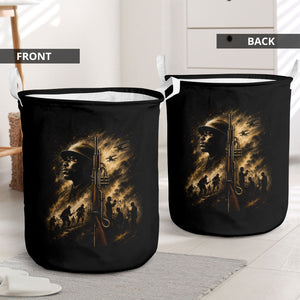 Harlem Hellfighters WWI Soldier Laundry Basket Vintage Military Jazz Band Artwork