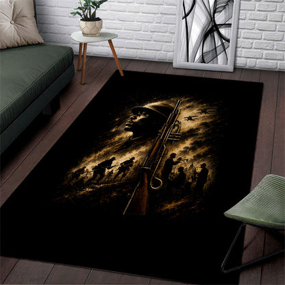 Harlem Hellfighters WWI Soldier Area Rug Vintage Military Jazz Band Artwork