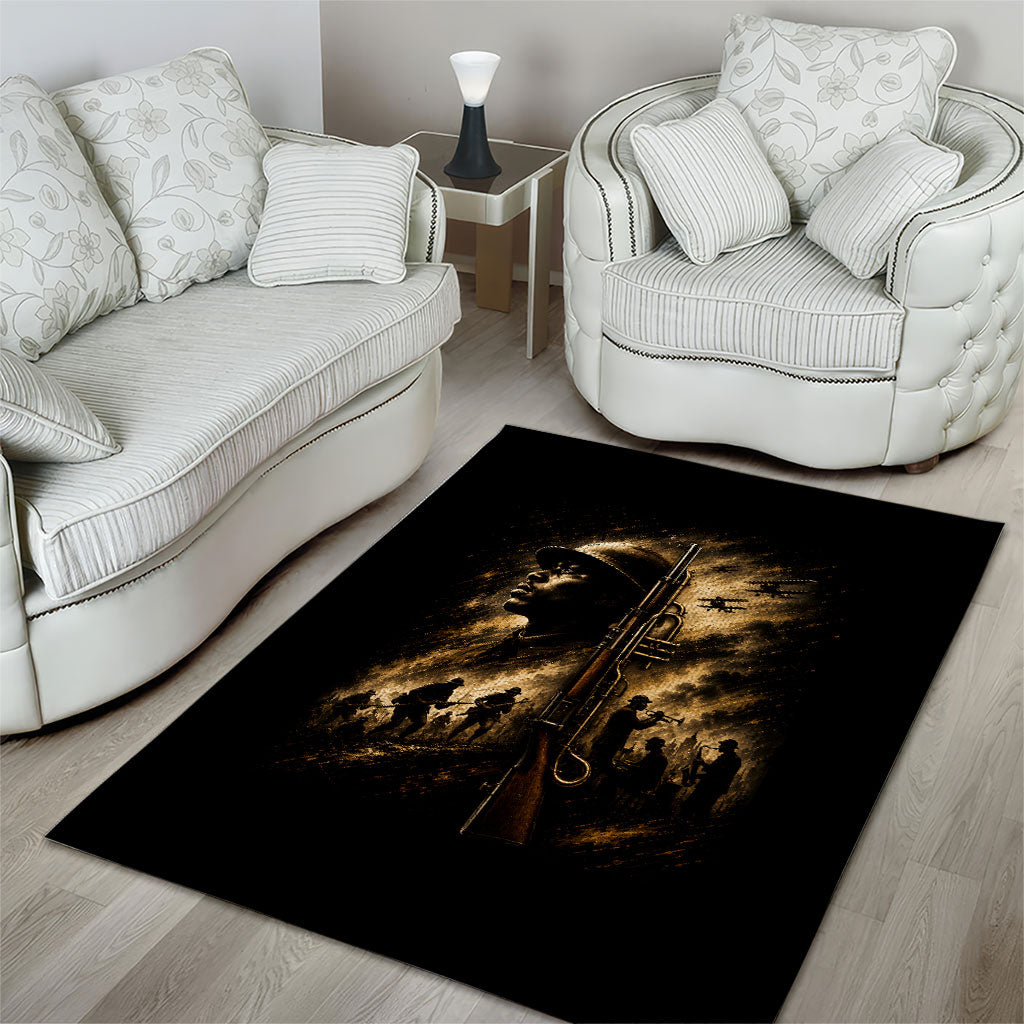 Harlem Hellfighters WWI Soldier Area Rug Vintage Military Jazz Band Artwork