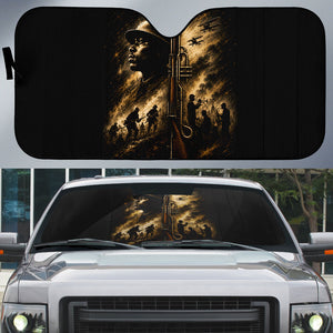 Harlem Hellfighters WWI Soldier Auto Sun Shade Vintage Military Jazz Band Artwork