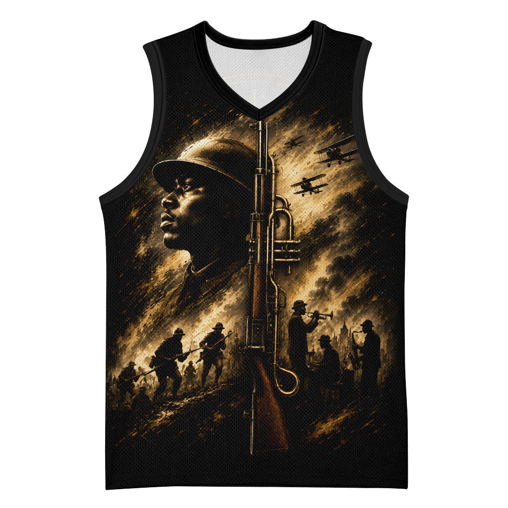 Harlem Hellfighters WWI Soldier Basketball Jersey Vintage Military Jazz Band Artwork