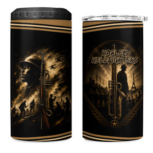 Harlem Hellfighters WWI Soldier 4 in 1 Can Cooler Tumbler Vintage Military Jazz Band Artwork