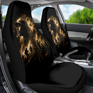 Harlem Hellfighters WWI Soldier Car Seat Cover Vintage Military Jazz Band Artwork