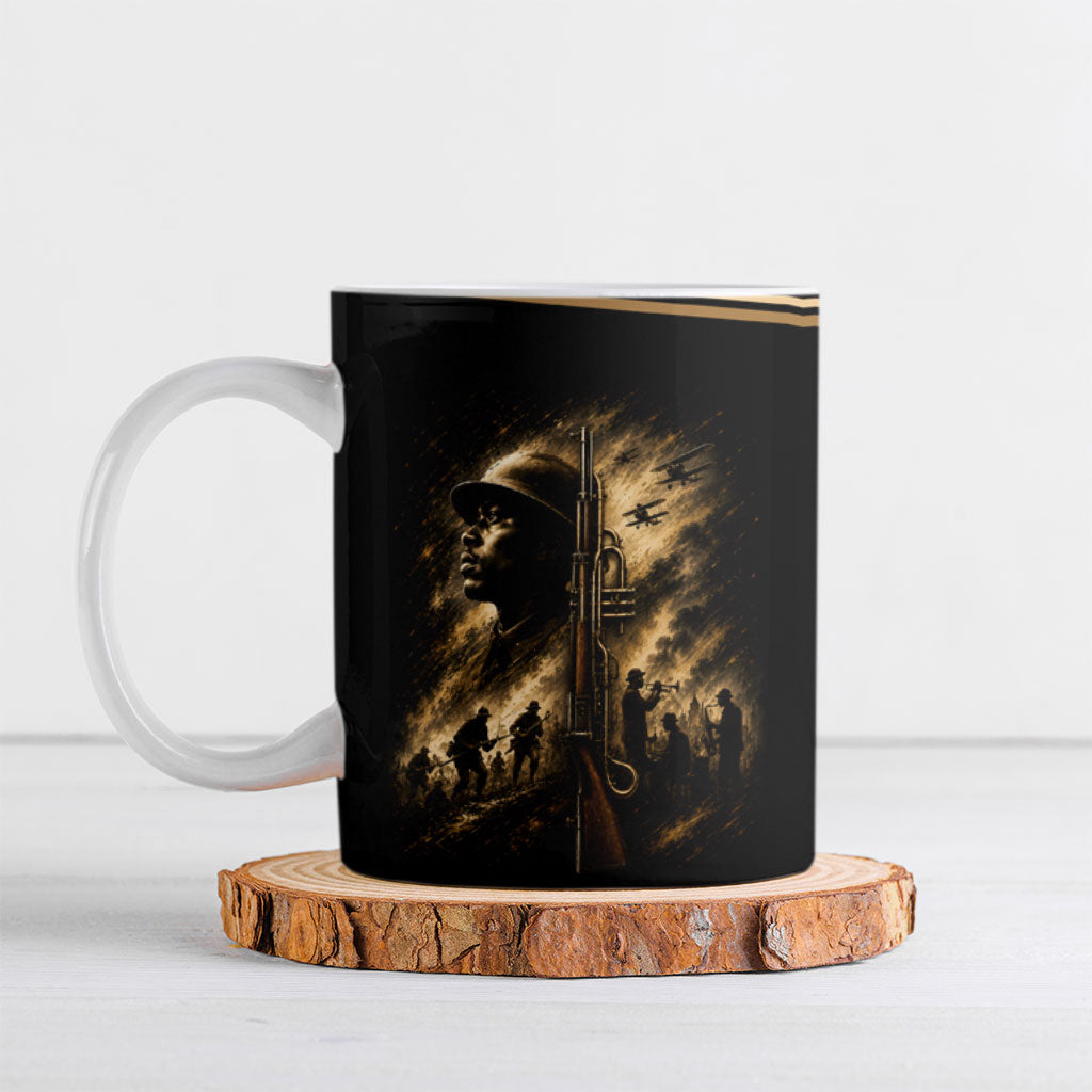 Harlem Hellfighters WWI Soldier Ceramic Mug Vintage Military Jazz Band Artwork