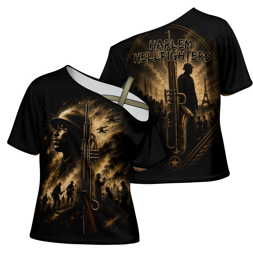 Harlem Hellfighters WWI Soldier Cross Shoulder Shirt Vintage Military Jazz Band Artwork