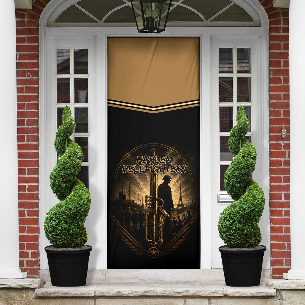 Harlem Hellfighters WWI Soldier Door Cover Vintage Military Jazz Band Artwork