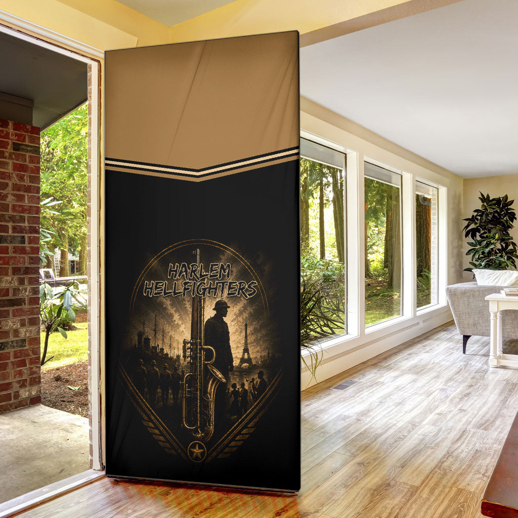 Harlem Hellfighters WWI Soldier Door Cover Vintage Military Jazz Band Artwork