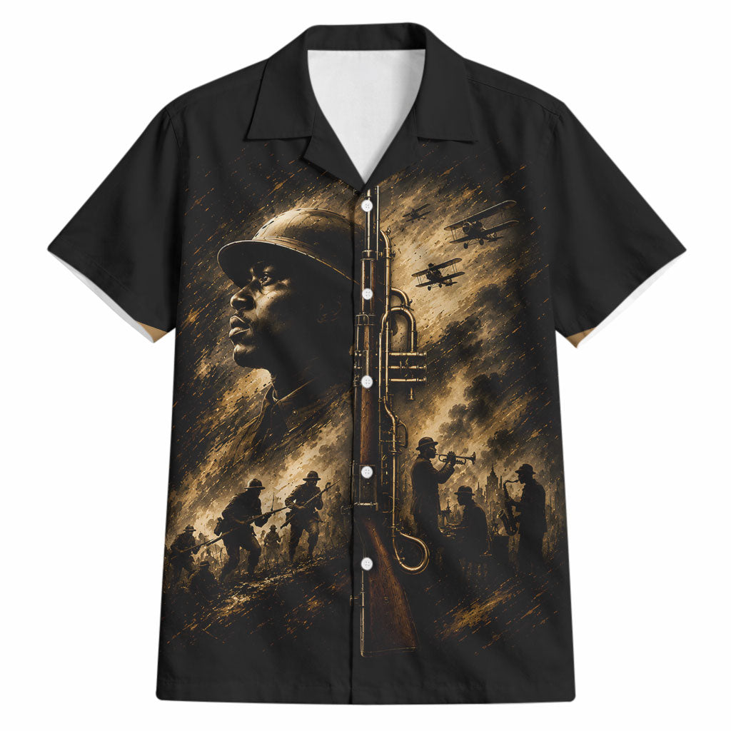 Harlem Hellfighters WWI Soldier Hawaiian Shirt Vintage Military Jazz Band Artwork