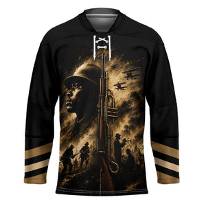 Harlem Hellfighters WWI Soldier Hockey Jersey Vintage Military Jazz Band Artwork