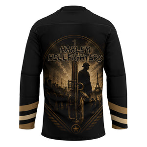 Harlem Hellfighters WWI Soldier Hockey Jersey Vintage Military Jazz Band Artwork