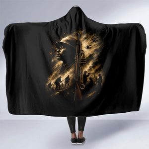 Harlem Hellfighters WWI Soldier Hooded Blanket Vintage Military Jazz Band Artwork
