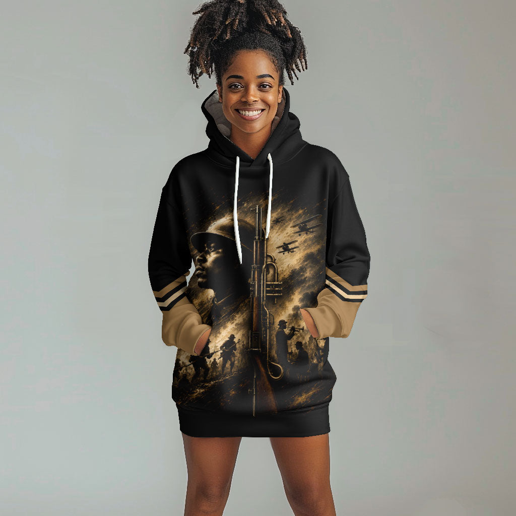 Harlem Hellfighters WWI Soldier Hoodie Dress Vintage Military Jazz Band Artwork