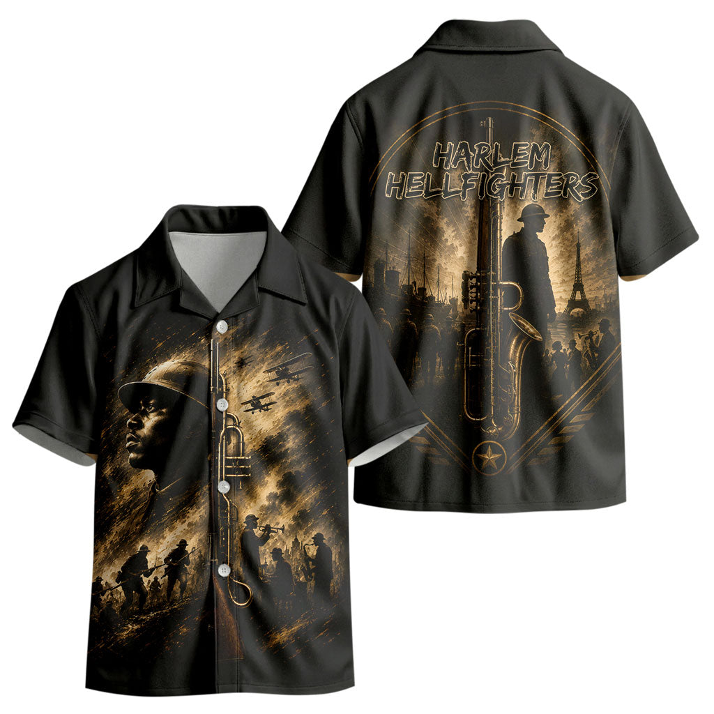 Harlem Hellfighters WWI Soldier Kid Hawaiian Shirt Vintage Military Jazz Band Artwork