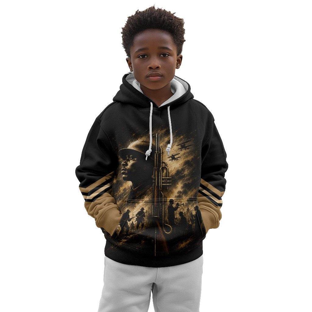 Harlem Hellfighters WWI Soldier Kid Hoodie Vintage Military Jazz Band Artwork