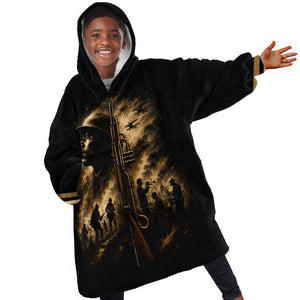 Harlem Hellfighters WWI Soldier Kid Wearable Blanket Hoodie Vintage Military Jazz Band Artwork
