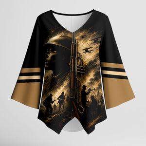 Harlem Hellfighters WWI Soldier Kimono Sleeve Blouse Vintage Military Jazz Band Artwork