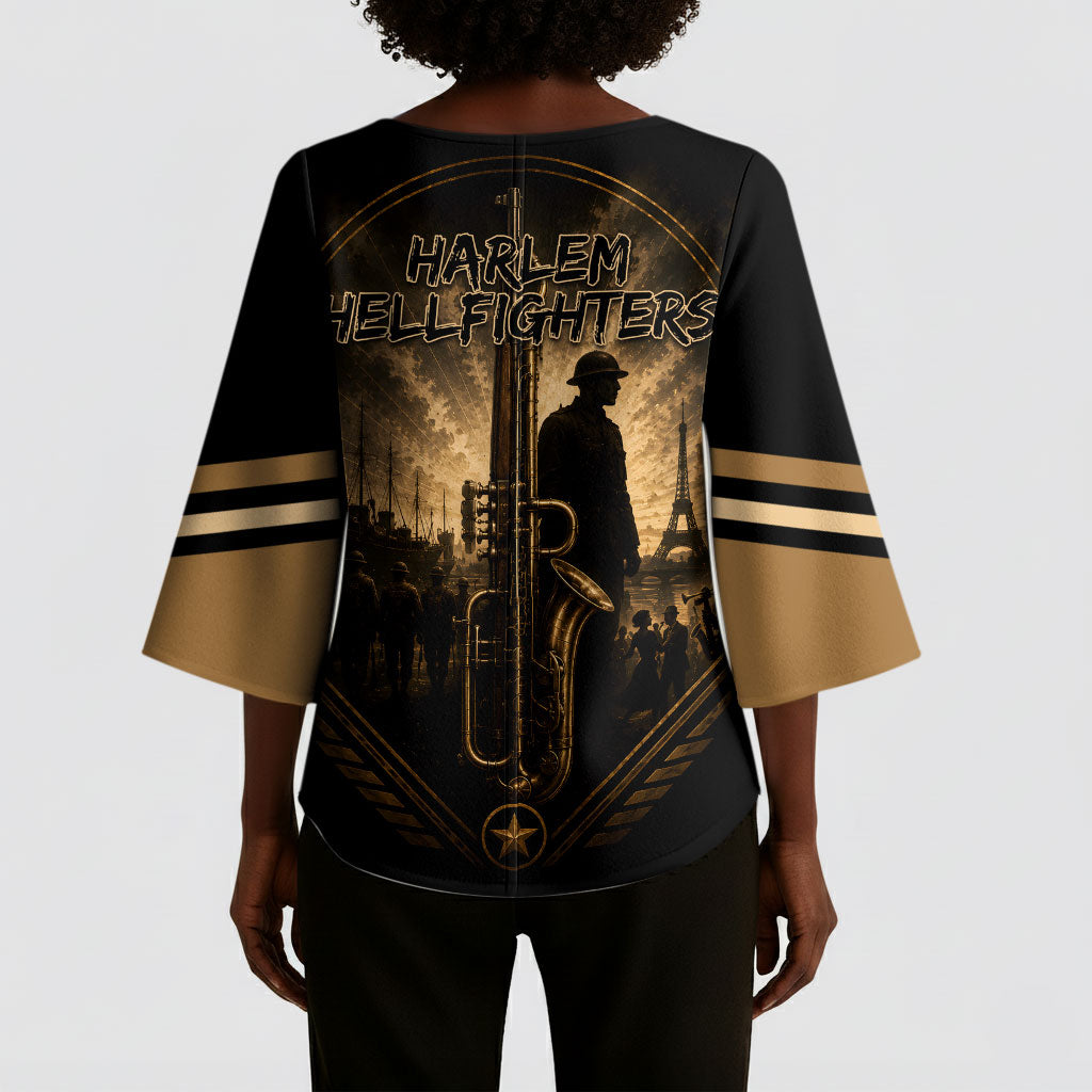 Harlem Hellfighters WWI Soldier Kimono Sleeve Blouse Vintage Military Jazz Band Artwork