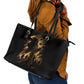 Harlem Hellfighters WWI Soldier Leather Tote Bag Vintage Military Jazz Band Artwork