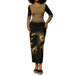 Harlem Hellfighters WWI Soldier Long Sleeve Bodycon Dress Vintage Military Jazz Band Artwork