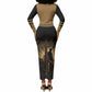 Harlem Hellfighters WWI Soldier Long Sleeve Bodycon Dress Vintage Military Jazz Band Artwork