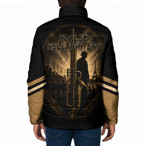 Harlem Hellfighters WWI Soldier Padded Jacket Vintage Military Jazz Band Artwork