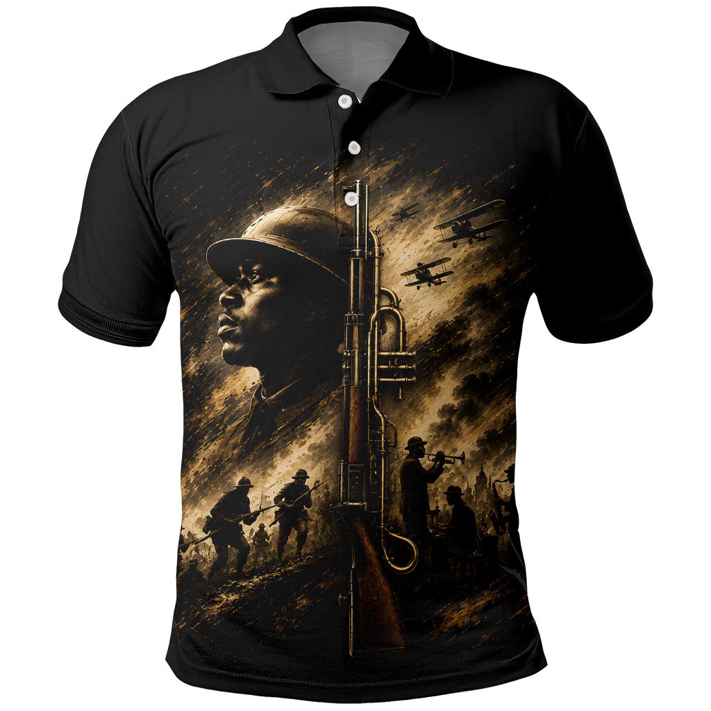 Harlem Hellfighters WWI Soldier Polo Shirt Vintage Military Jazz Band Artwork