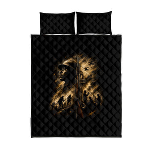 Harlem Hellfighters WWI Soldier Quilt Bed Set Vintage Military Jazz Band Artwork